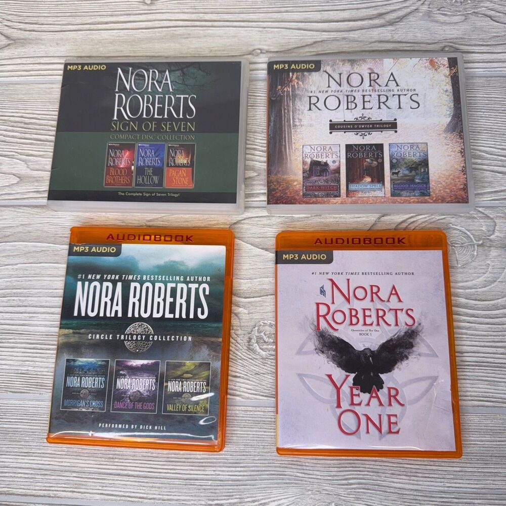 Lot of Nora Roberts Audiobooks on MP3 CDs, Circle Trilogy Sign of Seven Year One